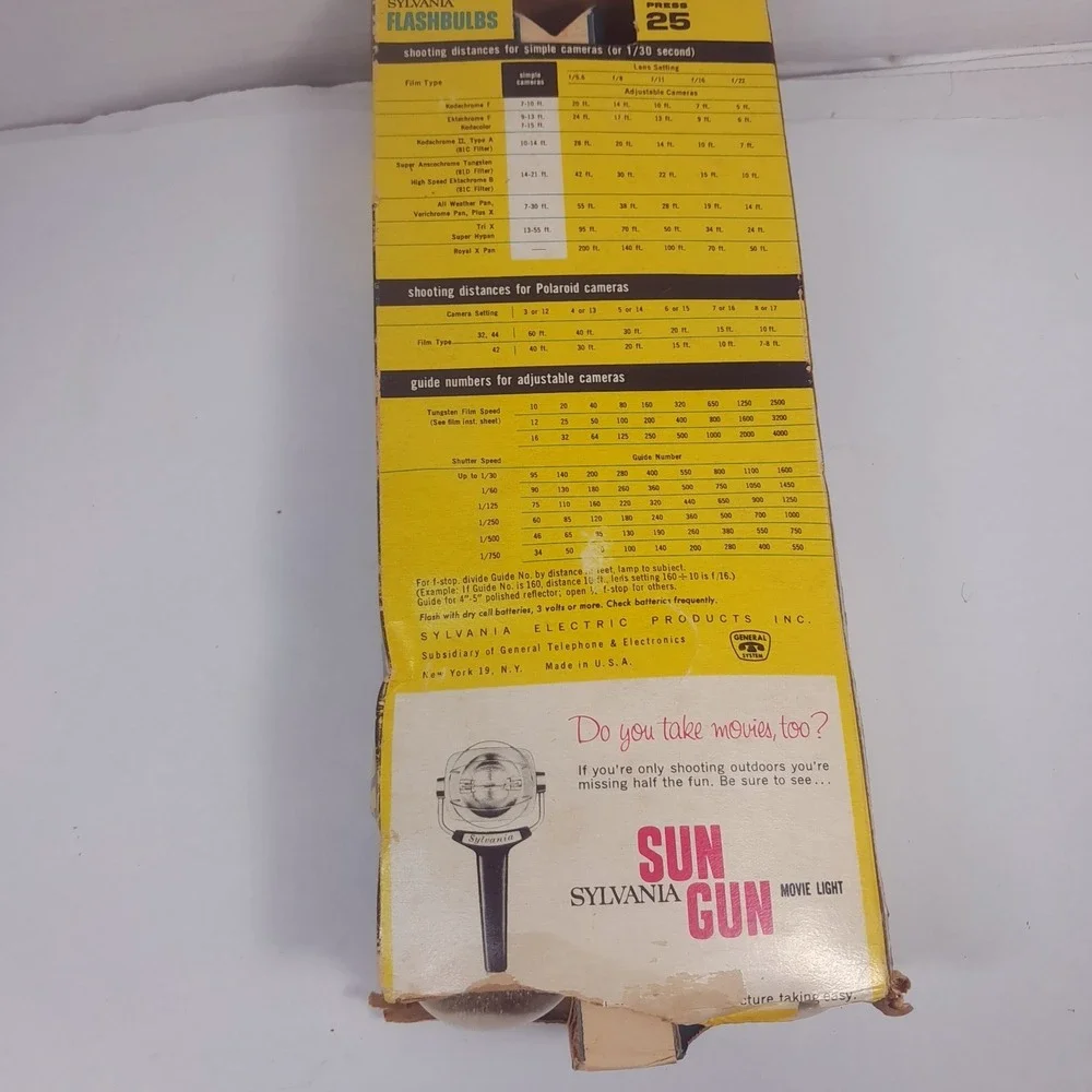 Vintage Sylvania Flashbulbs Blue Dot Press 25 P25 clear camera box set 12